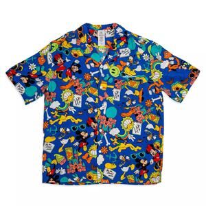 Disney Parks Play In The Park Woven Camp Button Up Shirt Men’s Large EUC